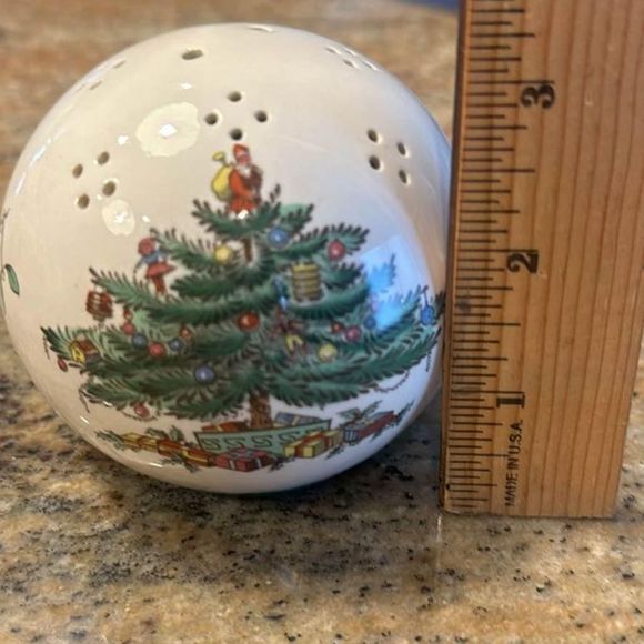 Vintage Spode Christmas Tree Potpourri Pomander Ornament Porcelain Ball England - Picture 3 of 3